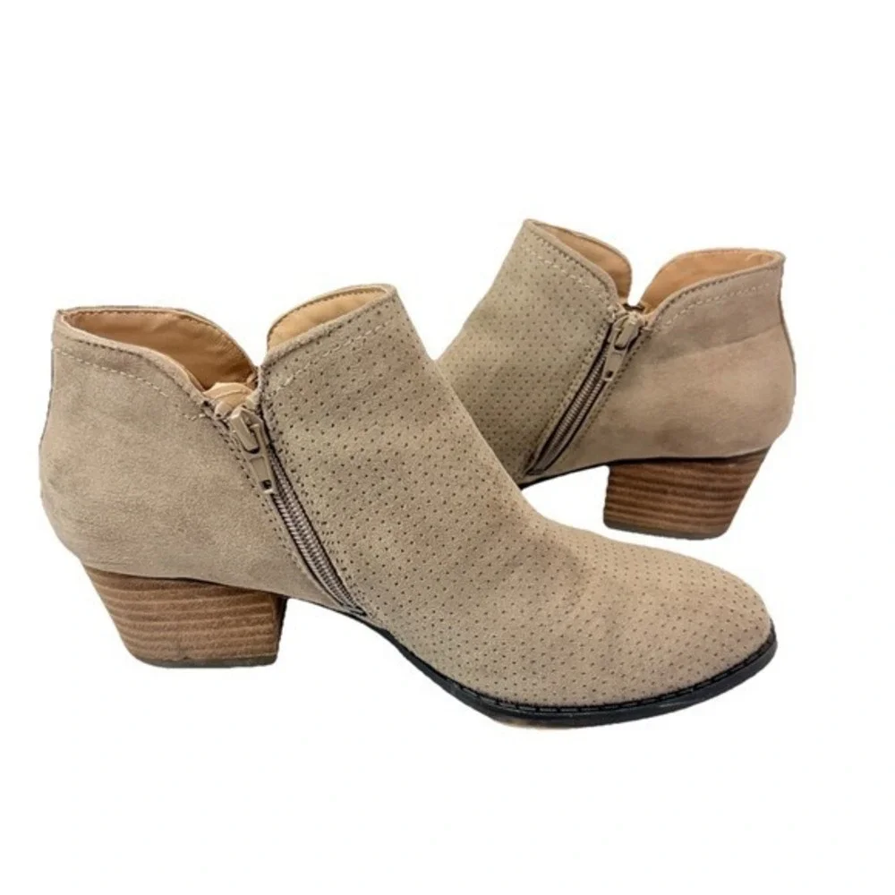 LifeStride Blake Women's Size 7.5M Brown Bootie Side Zip Stacked Heel Ankle Boot